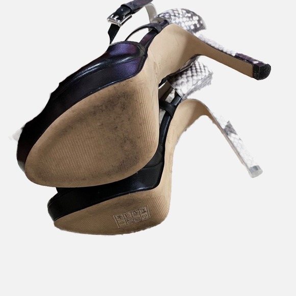 Michael Kors Shoes US 7M Strappy High Heel Platforms Open Toe Snakeskin Leather - Picture 9 of 10